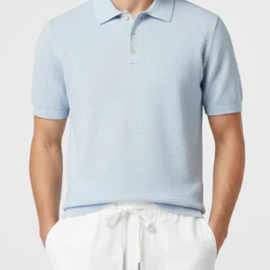STENSTRÖMS Structure Polo Shirt - Light Blue