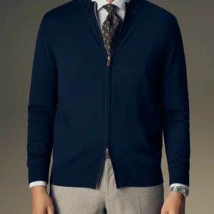 STENSTRÖMS Merino Zip Cardigan - Navy
