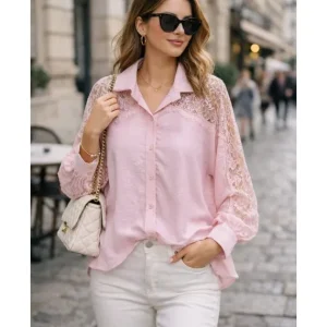 PFSHIRT – Rosa spetsskjorta