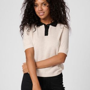 Amalia Stickad Topp – Feather Gray