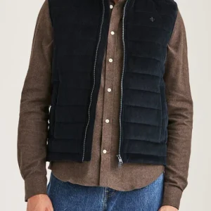 MORRIS Ted Quilted Cord Vest - Old Blue