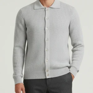STENSTRÖMS Merino Buttoned Collared Shirt - Light Grey