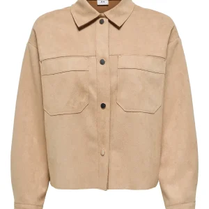 JDYJULLE – Beige jacka i fuskmocka